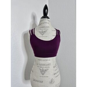Victoria Secret Sports Bra Womens Size S/P Strappy Wireless Workout Burgundy